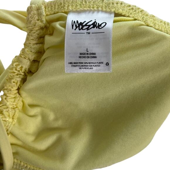 Mossimo Pastel Yellow Crochet Knit Bikini Top Triangle Top Swimsuit Size L - Picture 7 of 9